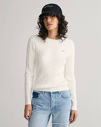 GANT Damen Strickpullover STRETCH COTTON CABLE C-NECK