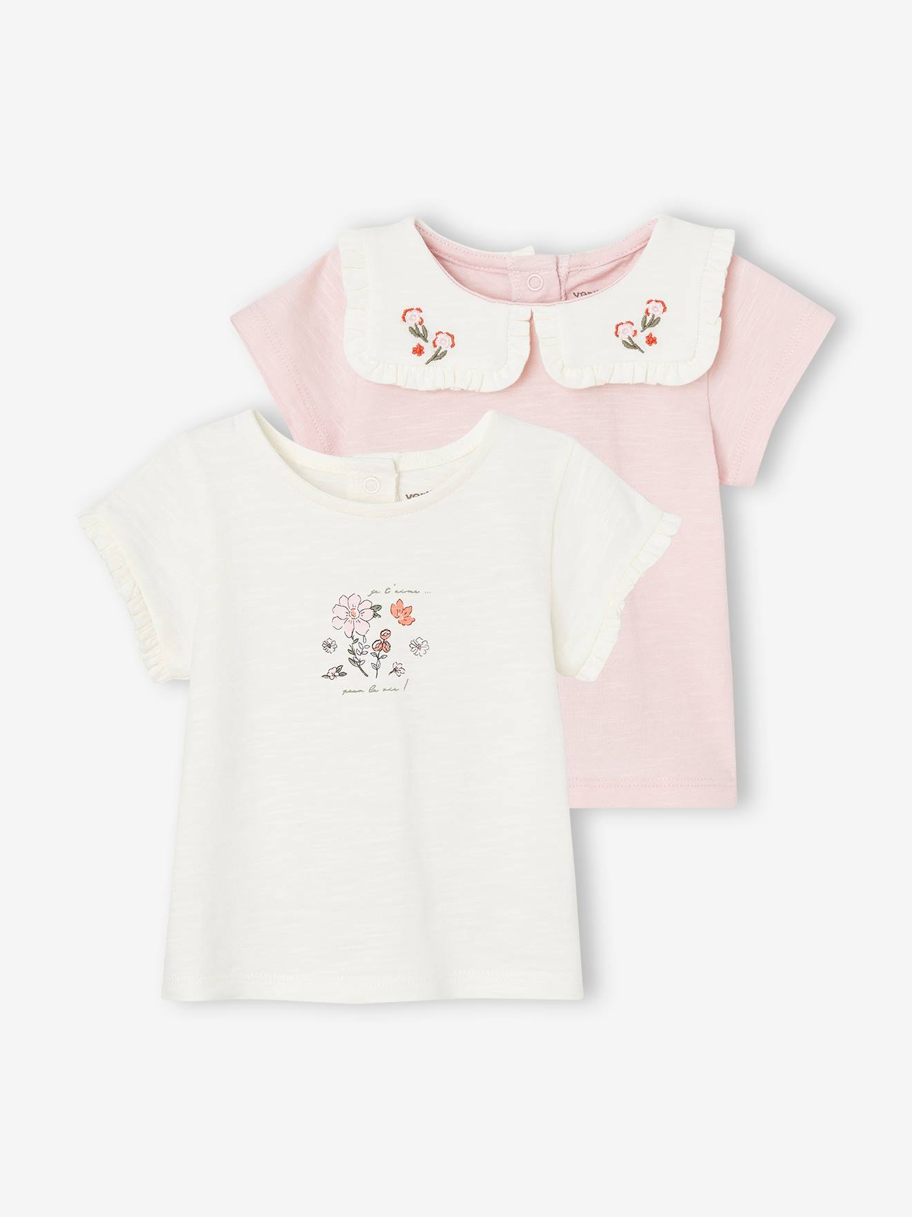 Vertbaudet 2er-Pack Baby T-Shirts aus Bio-Baumwolle - rosa