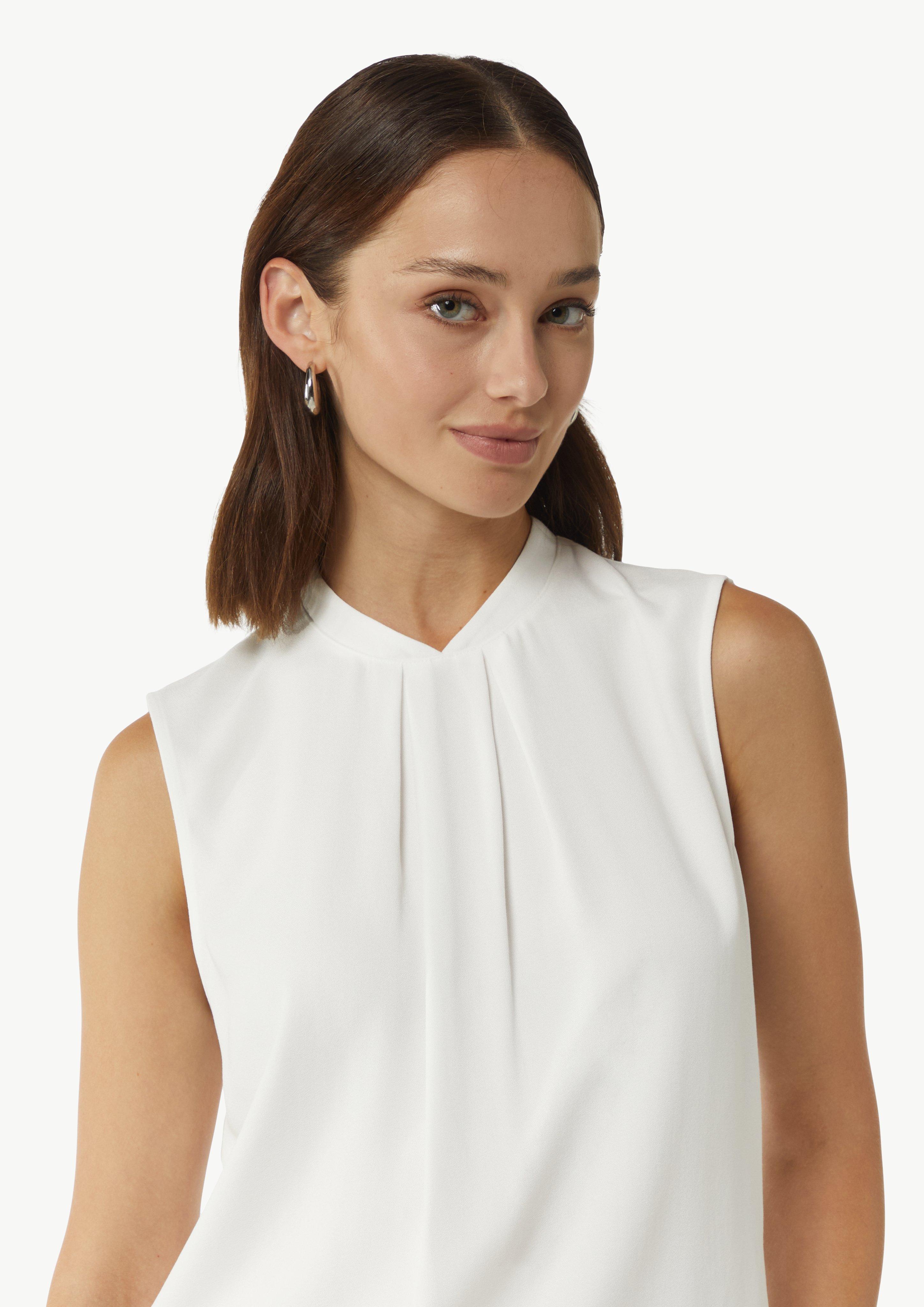 Bluse aus Viskose-Crêpe mit Faltendetails - weiß