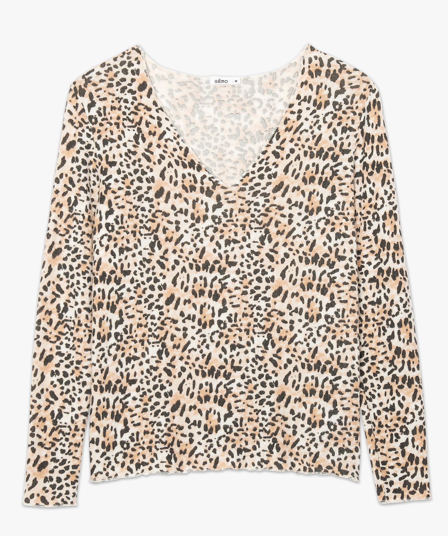 Tee-shirt femme en maille avec motifs tachetés imprime | GEMO