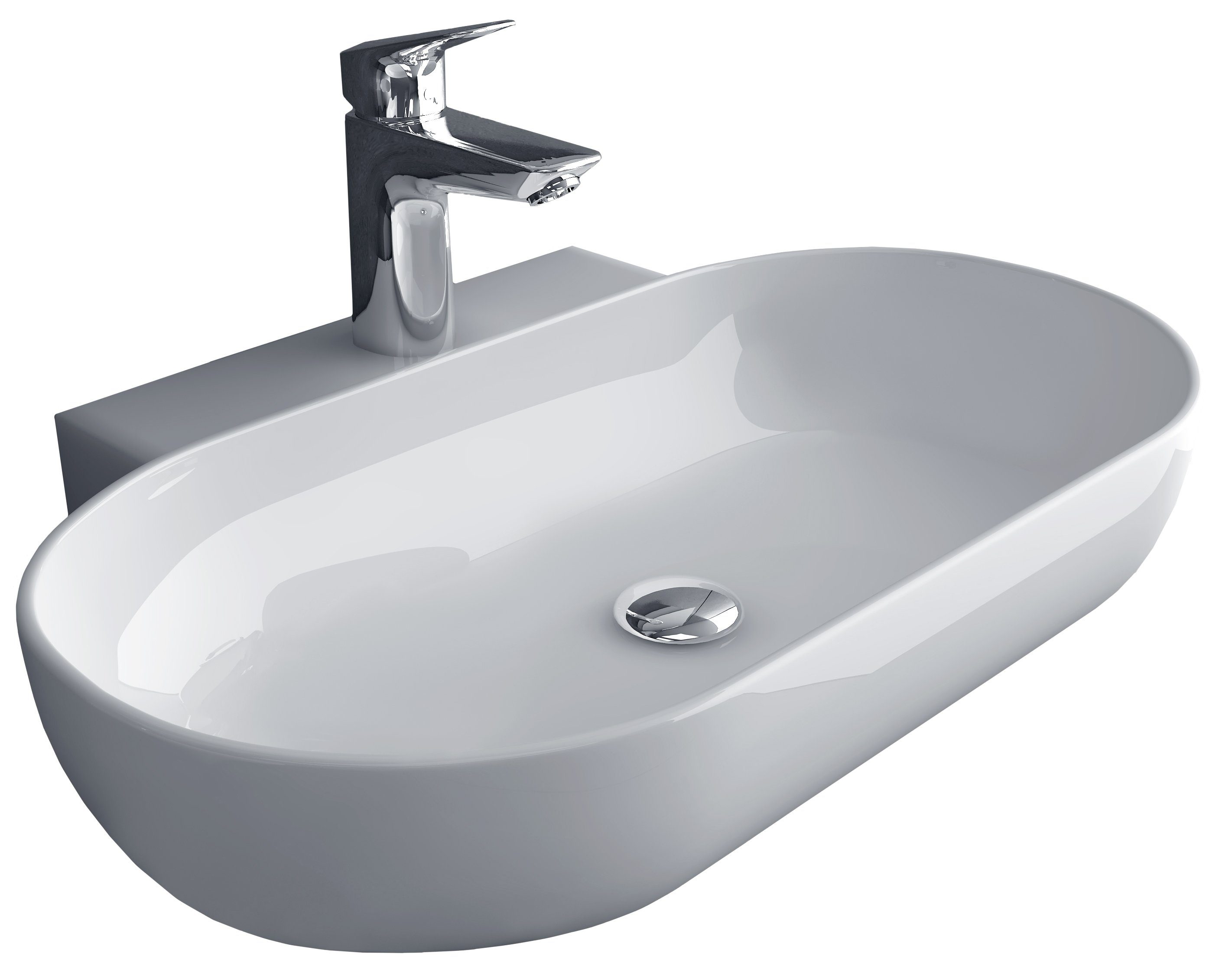 Alpenberger Waschbecken Ovaler Waschtisch in Weiß, hygienisch mit Nano Beschichtung (1-tlg., Keramik Handwaschbecken), Lotus Effekt, pflegeleicht, modernes Design
