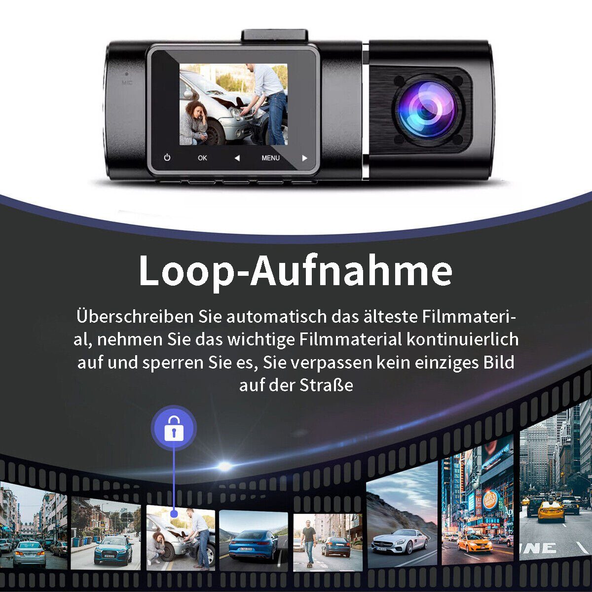 Yoyaxi 1080P HD Rückspiegel Auto DVR Dual Dash Cam Kamera Dashcam (Vorne Hinten Video Recorder)