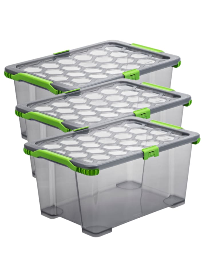 Rotho 3er Set Lagerbox 44lEVO TOTAL PROTECTION  in Anthrazit tr. günstig kaufen onesize