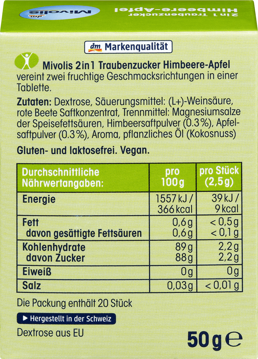 Traubenzucker 2in1, Himbeere-Apfel, 50 g
