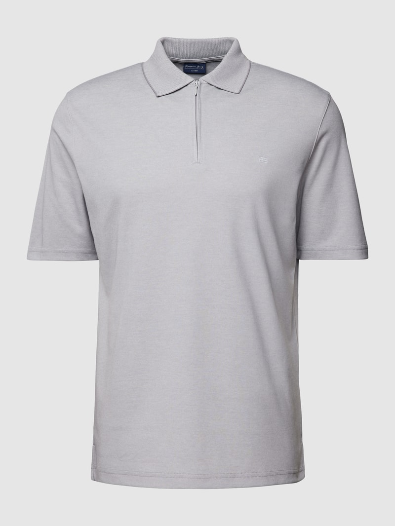 Poloshirt mit Reißverschluss in mittelgrau