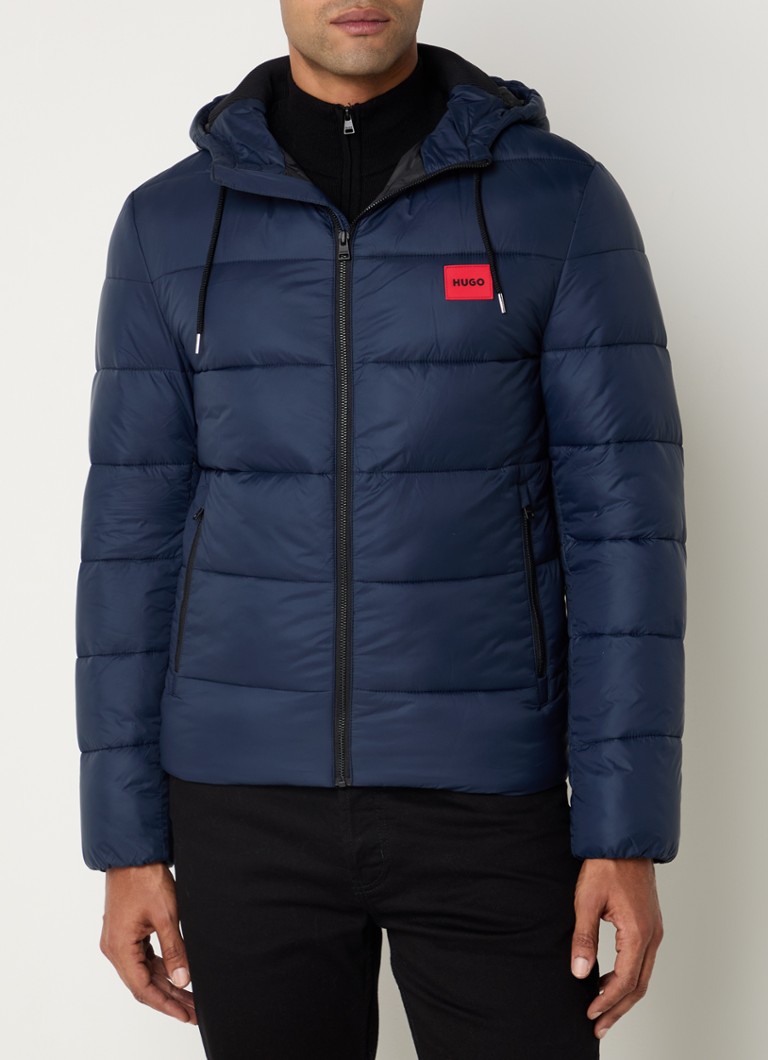 Puhasta jakna HUGO BOSS Balin s kapuco in žepi z zadrgo