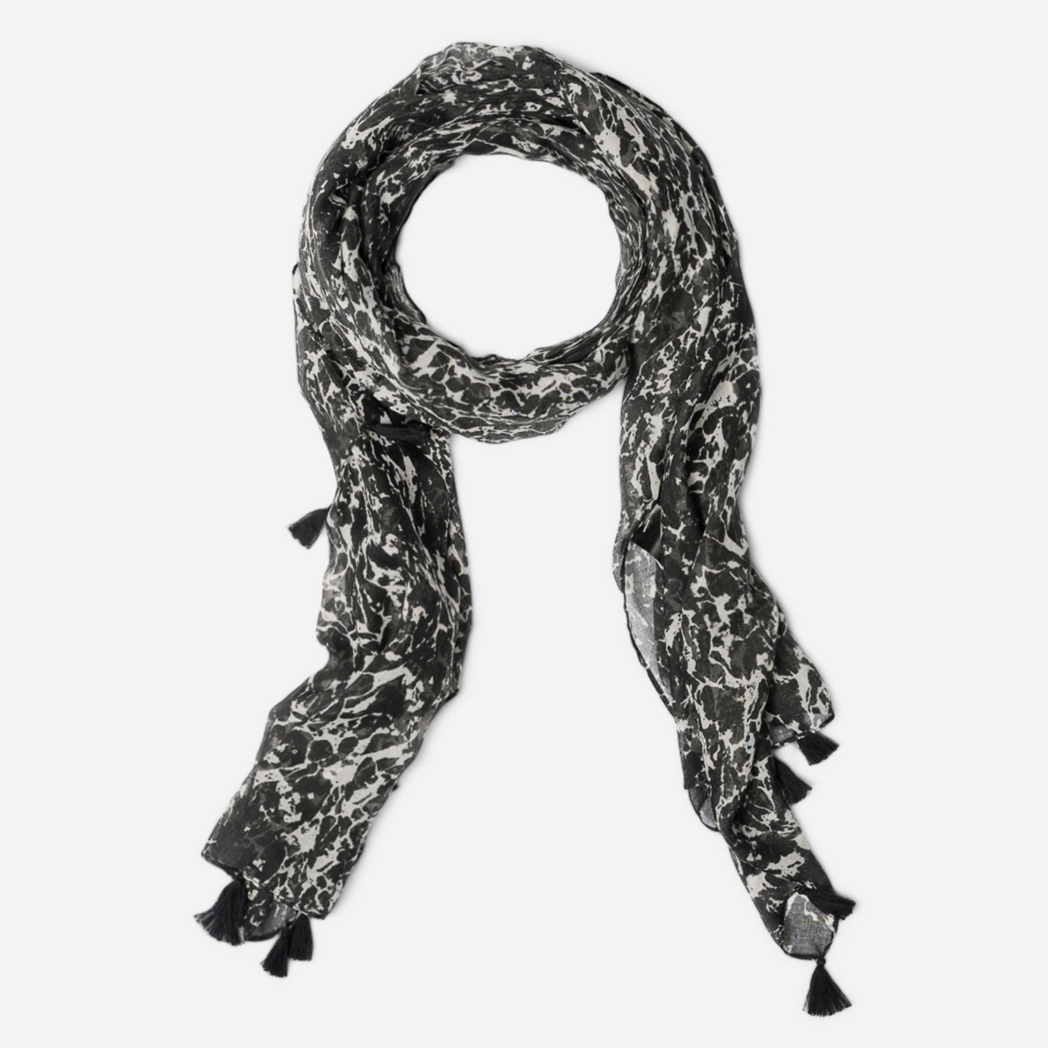 Foulard TEXTO noir imprimé marbre