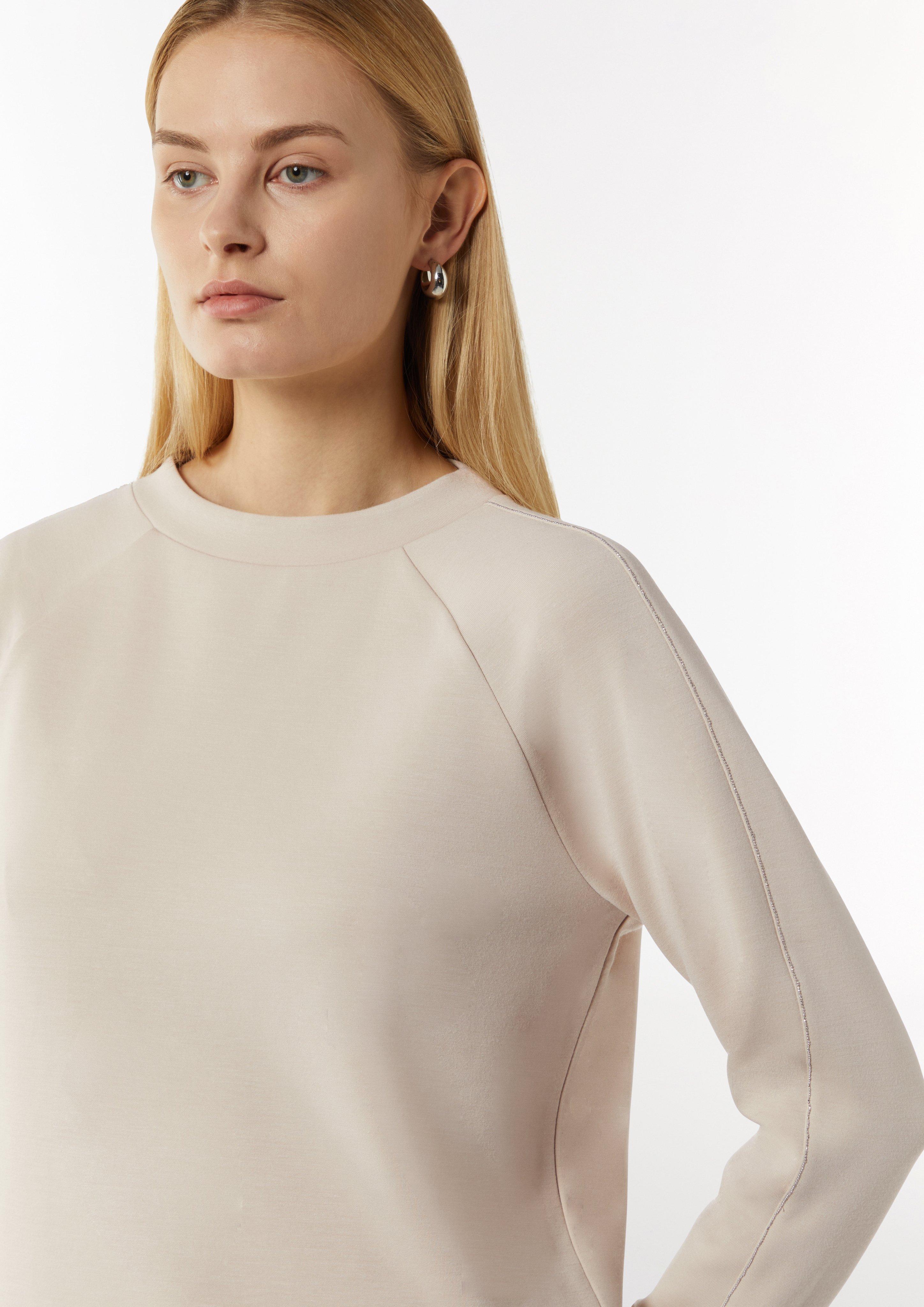 Sweatshirt aus Jersey mit Ziersteinen - helles beige