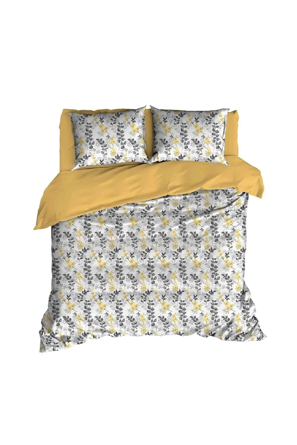 Elart  Bettbezug-Set aus Baumwolle für Einzelbett, 3-teilig, Flores, Gelb