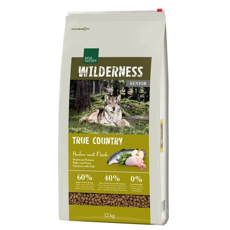 REAL NATURE Hundetrockenfutter REAL NATURE WILDERNESS Senior True Country Huhn mit Fisch 12 kg