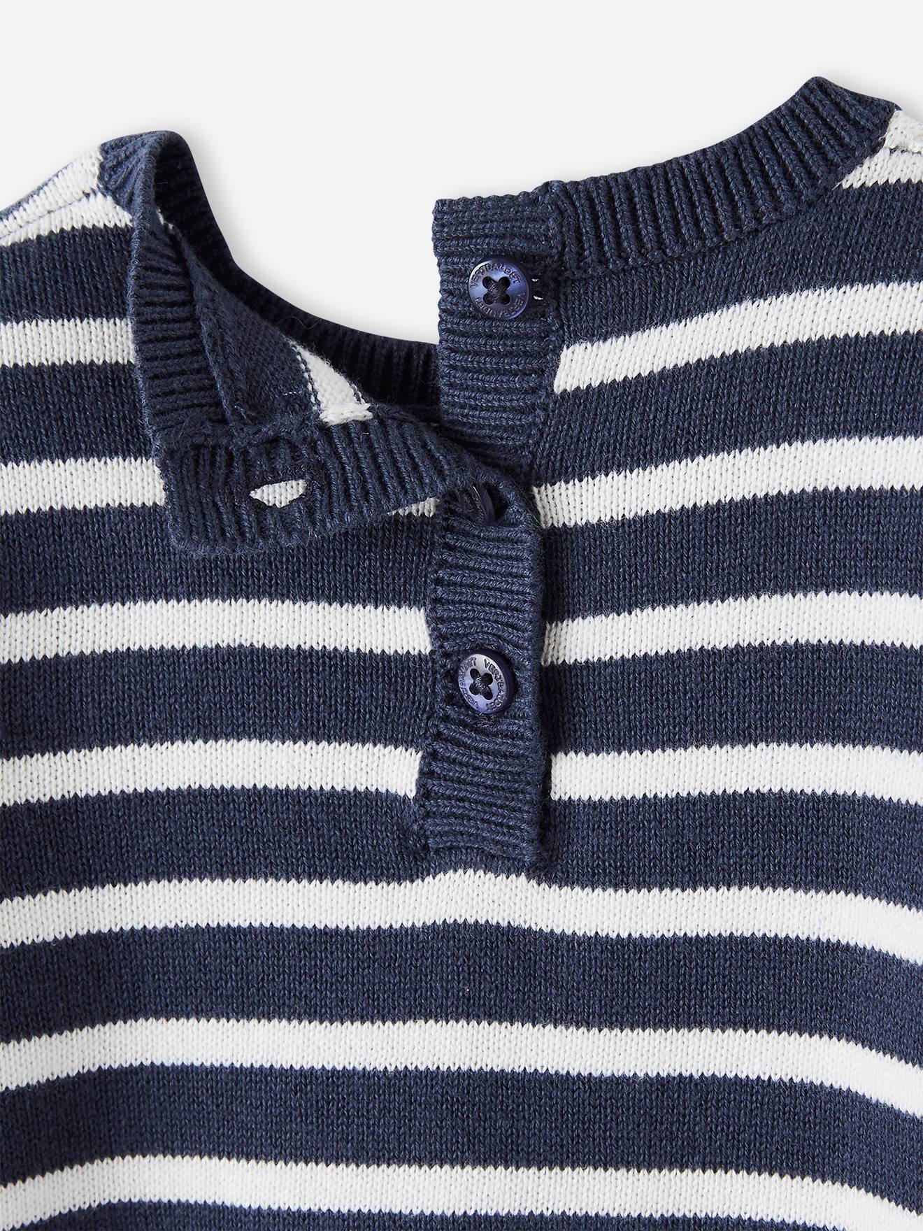 Vertbaudet Baby Pullover mit Volants - marine gestreift