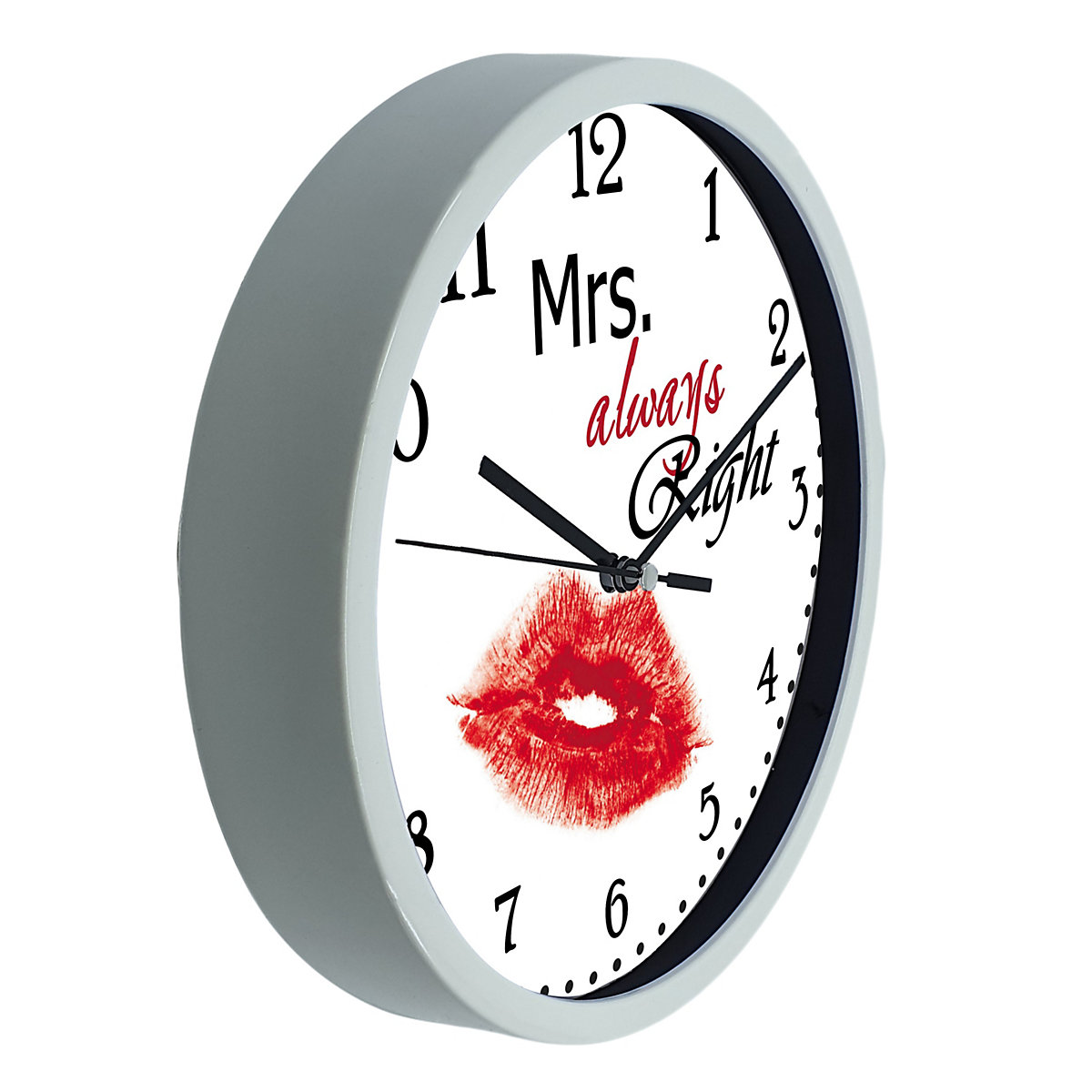 Kinder Wanduhr laufruhig personalisiert mit Name Kussmund