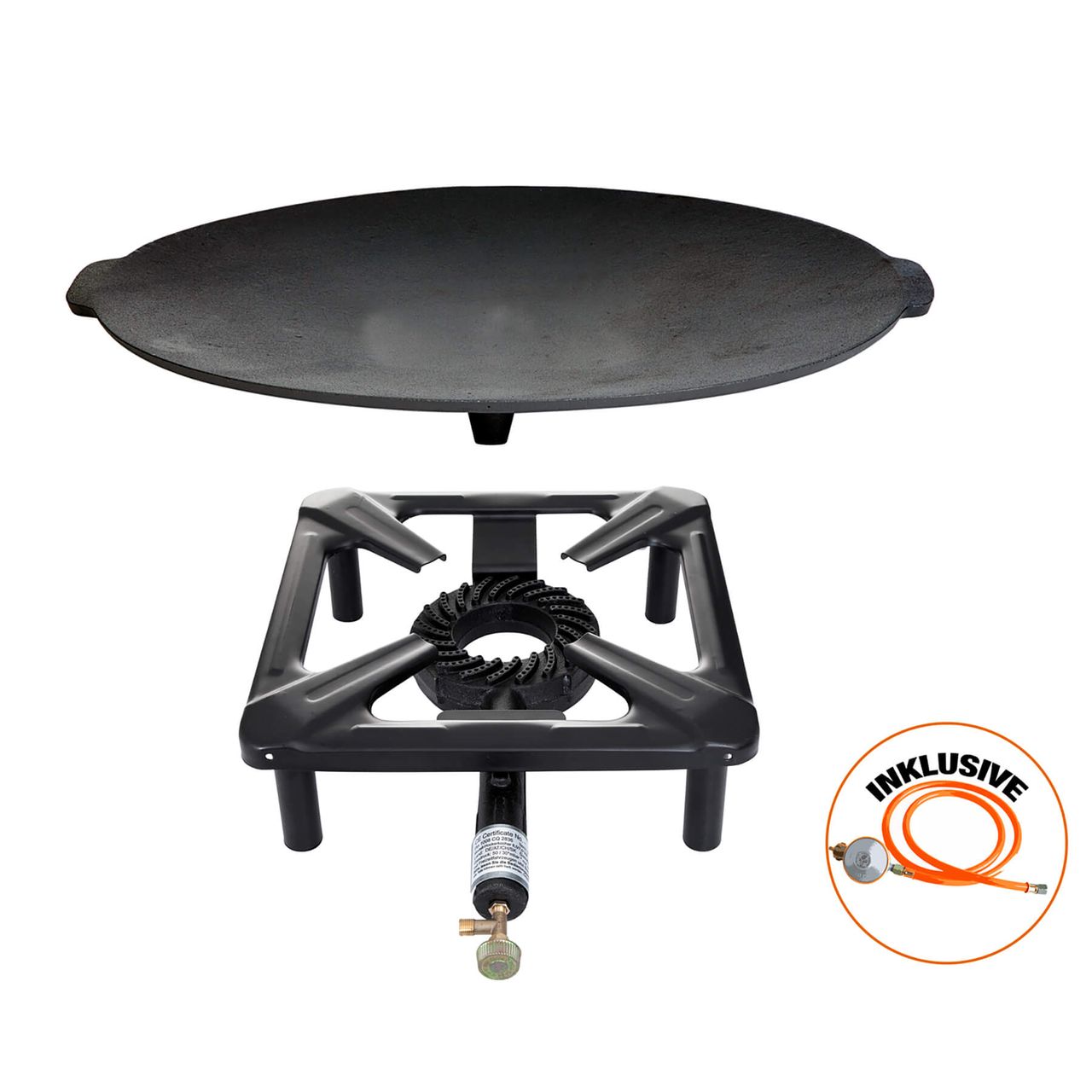 Allgrill Hockerkocher-Set (groß) mit Gusseisengrillschale Ø 45 cm