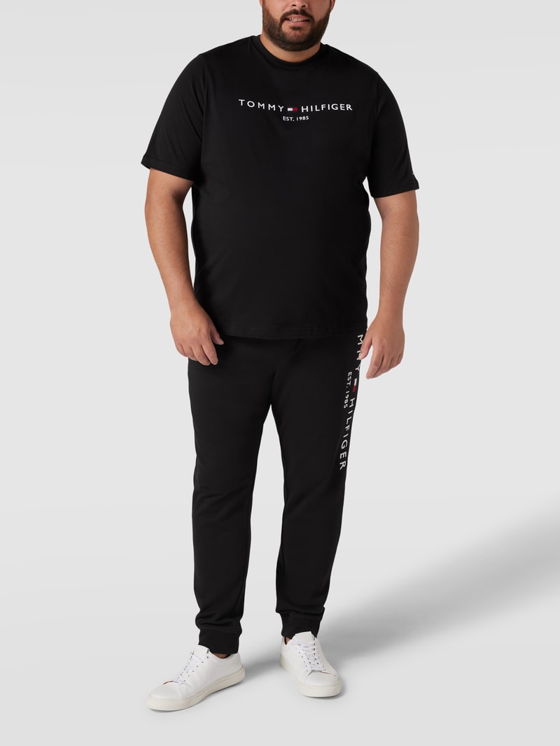 PLUS SIZE Sweatpants mit Logo-Stitching Modell 'TOMMY LOGO' in schwarz