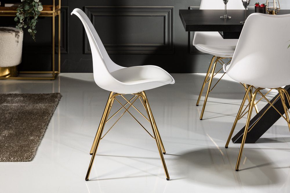 riess-ambiente Polsterstuhl SCANDINAVIA MEISTERSTÜCK weiß / gold (Einzelartikel, 1 St), Esszimmer · Kunstleder · Metall · Retro Design