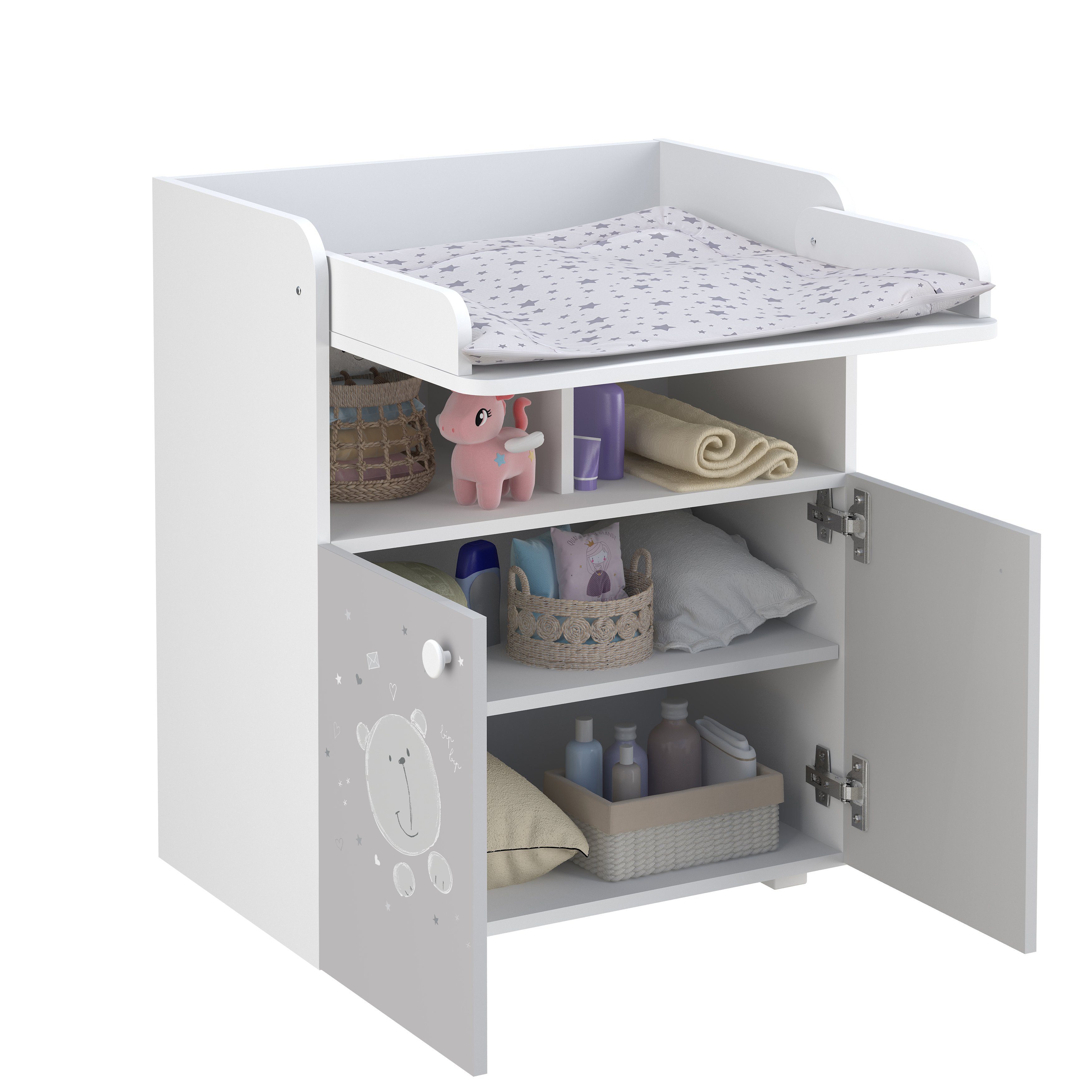 Polini Home Wickelkommode Wickelkommode mit ausklappbarer Wickelfläche, klappbare Wickelfläche