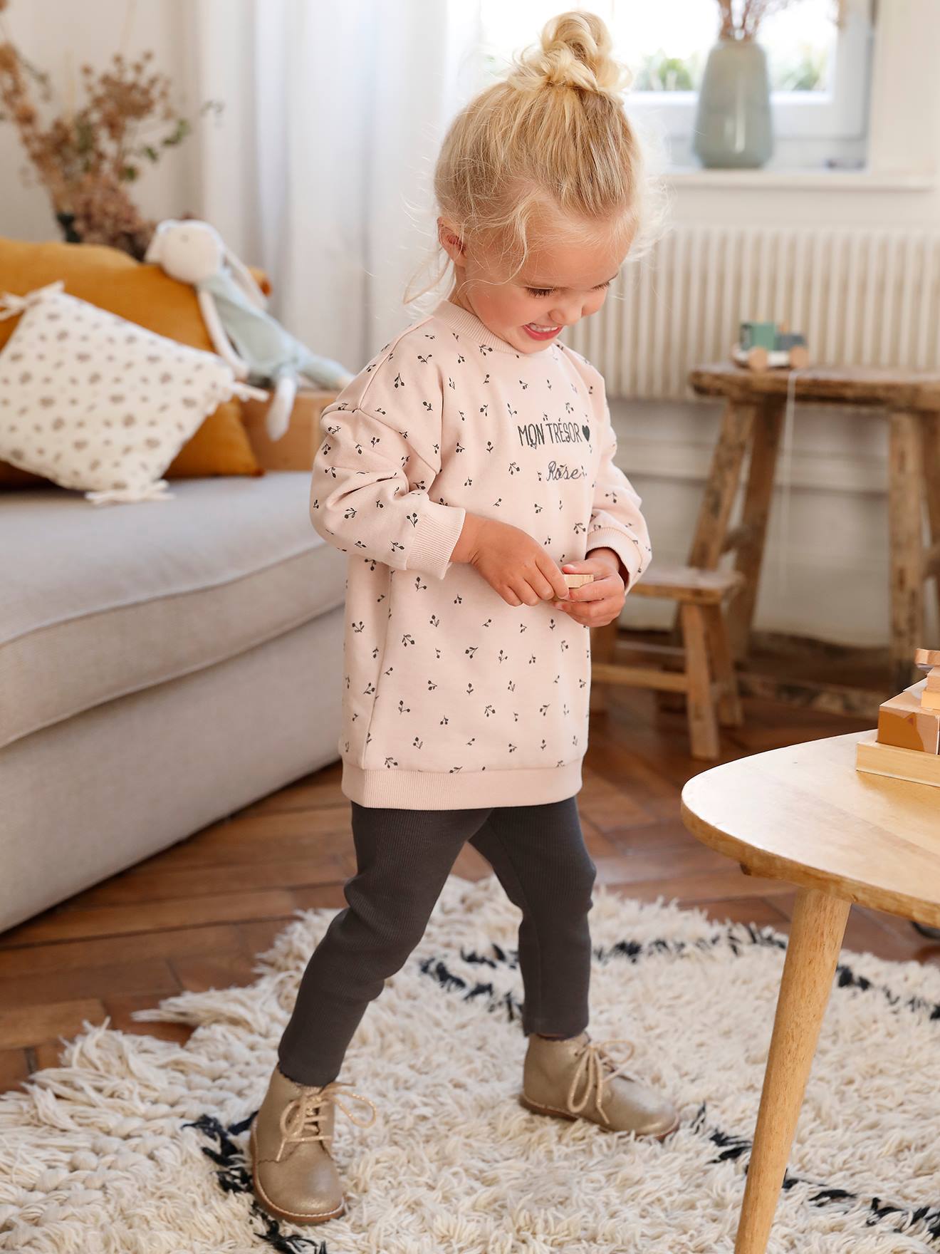Ensemble robe + legging bébé personnalisable beige doré