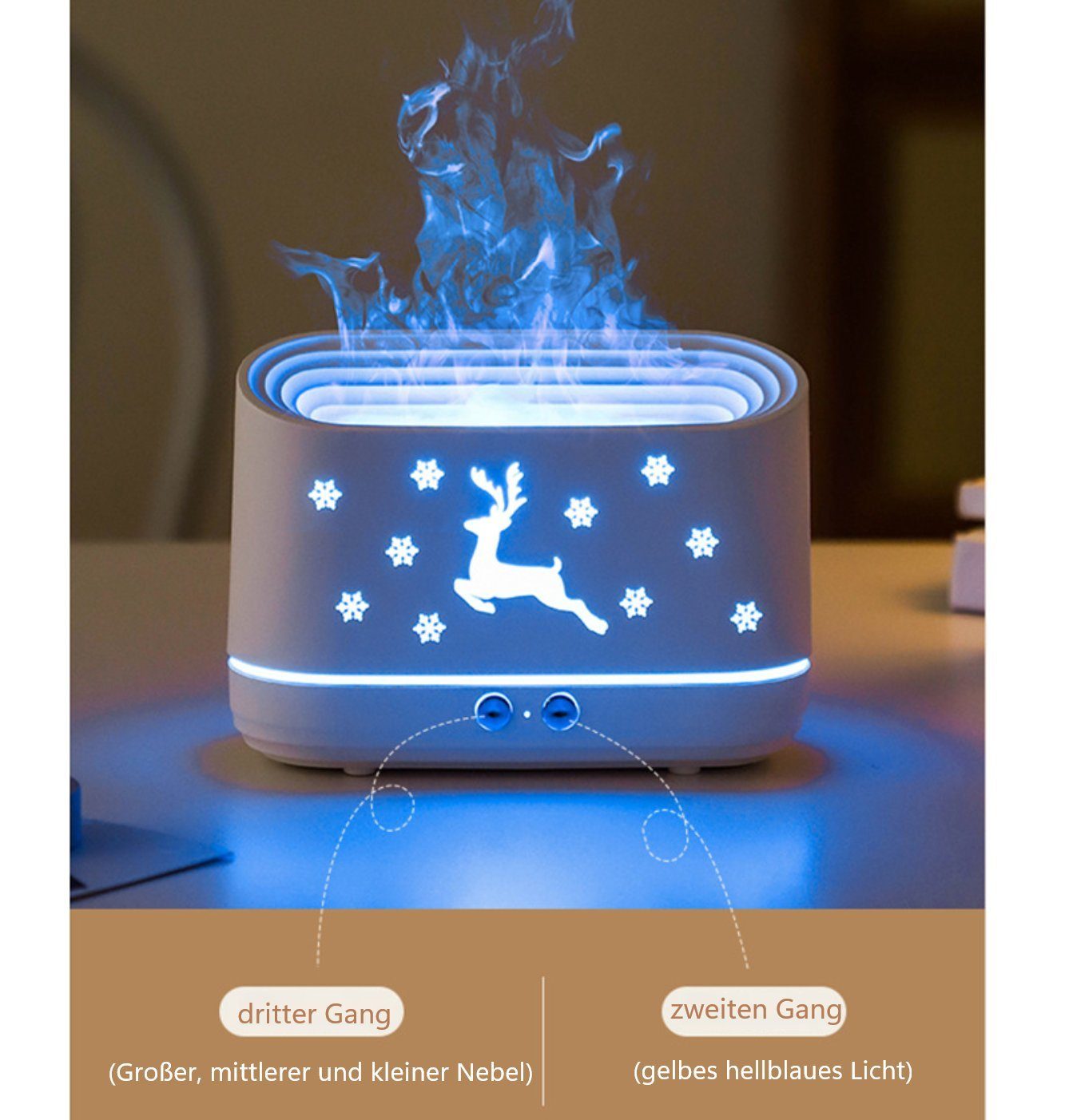 K&B Luftbefeuchter USB-Flammen-Aroma-Diffusor – Luftbefeuchter