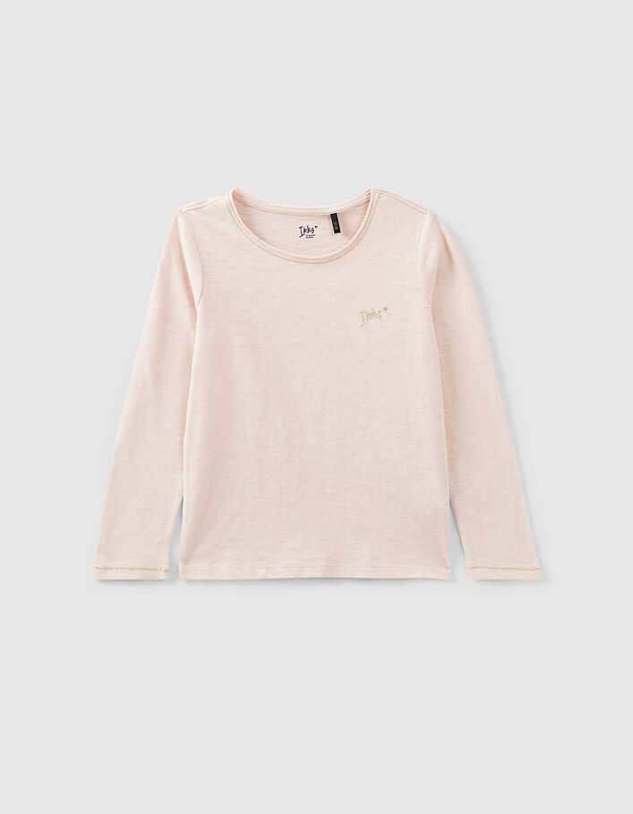 Tee-shirt rose poudré Essentiels brodé IKKS fille