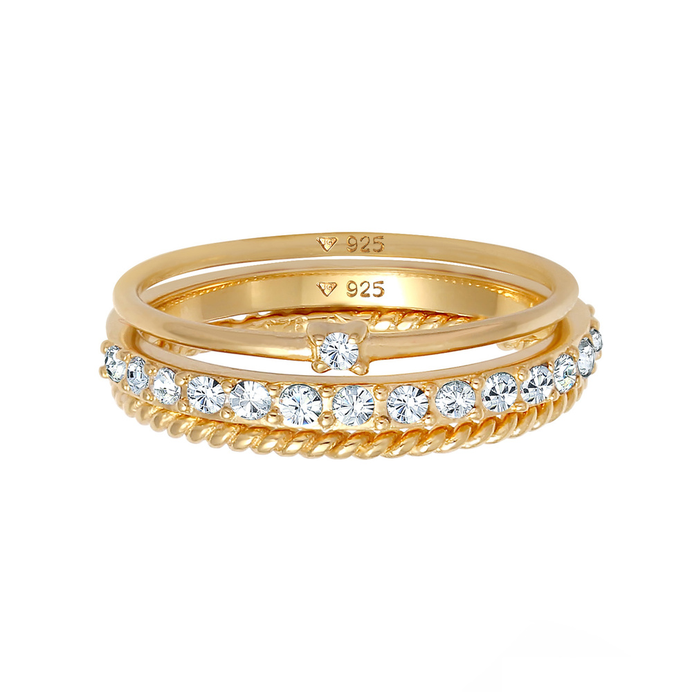 Elli Elli Bague Femmes Pile Élégante Festif Look des Couches avec Cristaux en Argent S Bague