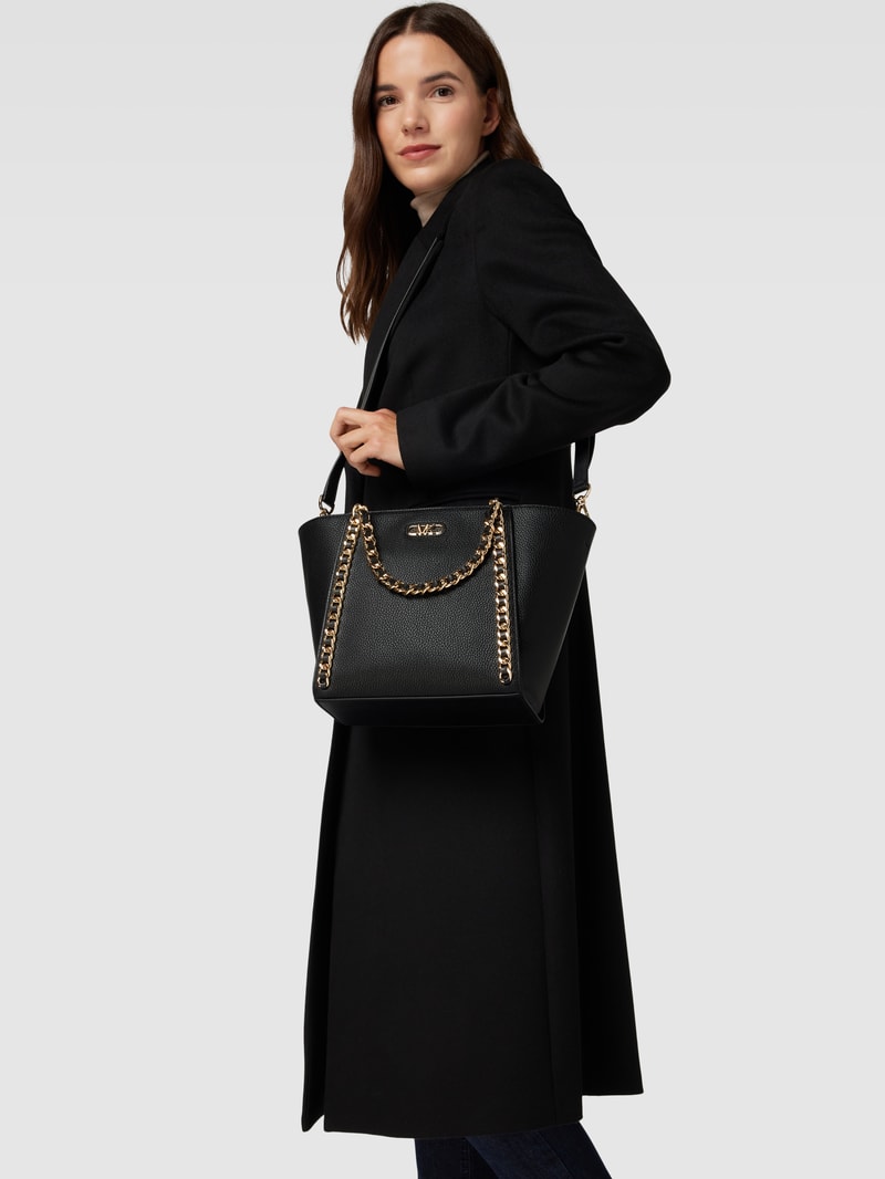 Handtasche mit Label-Applikation Modell 'WESTLEY' in schwarz