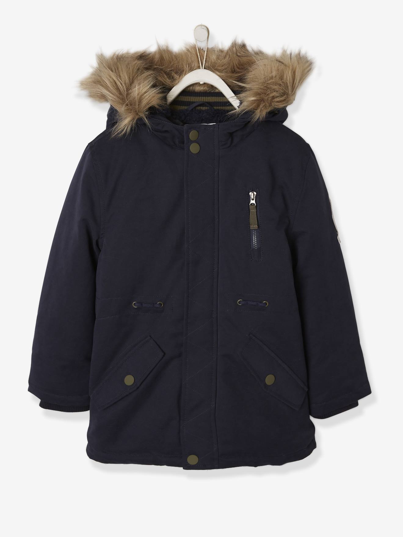 Parka garçon doublée peluche encre