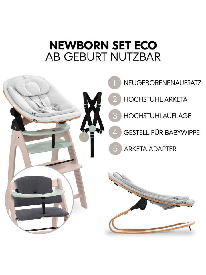 Hauck Arketa Beech 4-tlg. Newborn Set Eco - Hochstuhl in weiss,grau günstig kaufen onesize