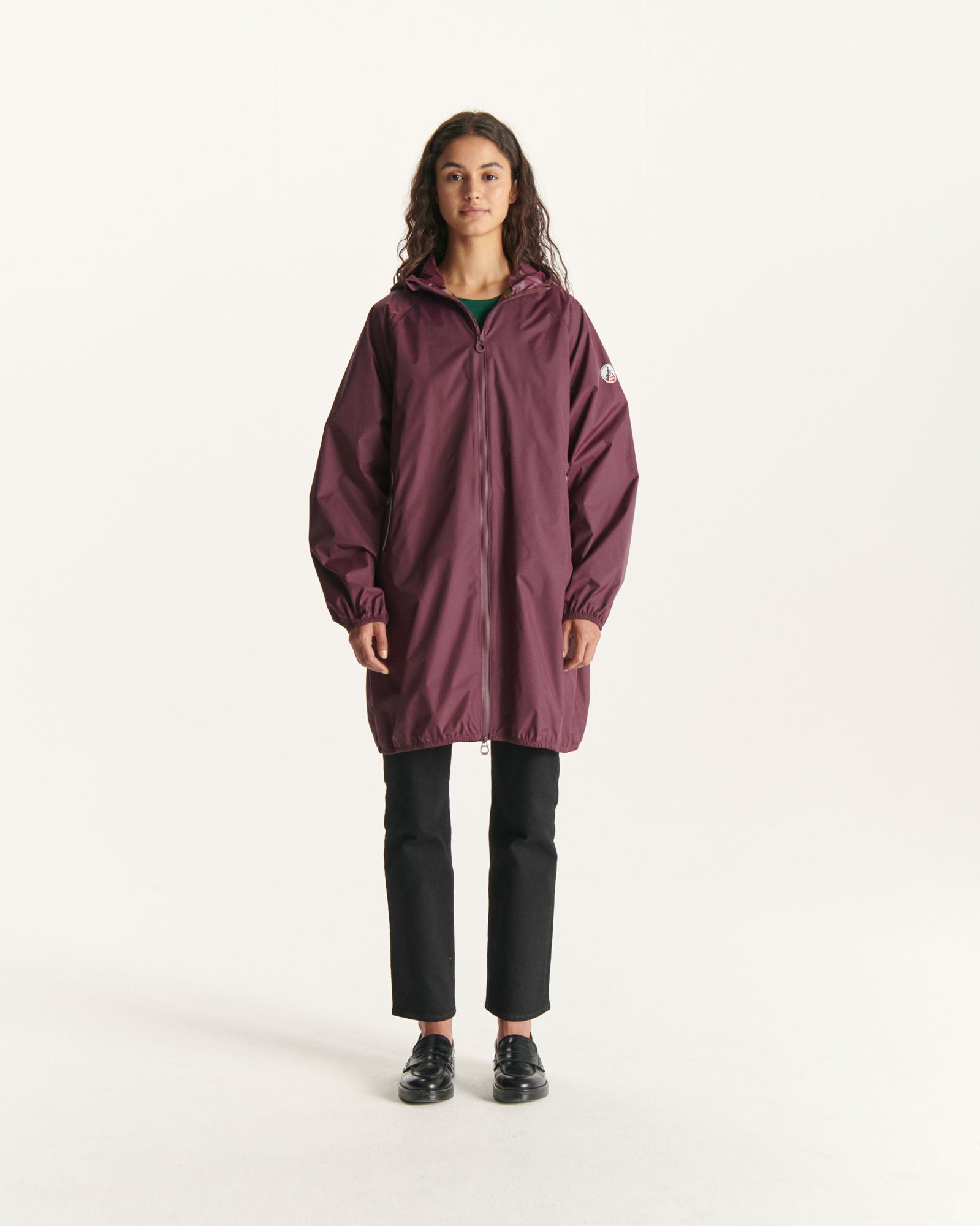Imperméable long à capuche paquetable Aubergine Copenhagen