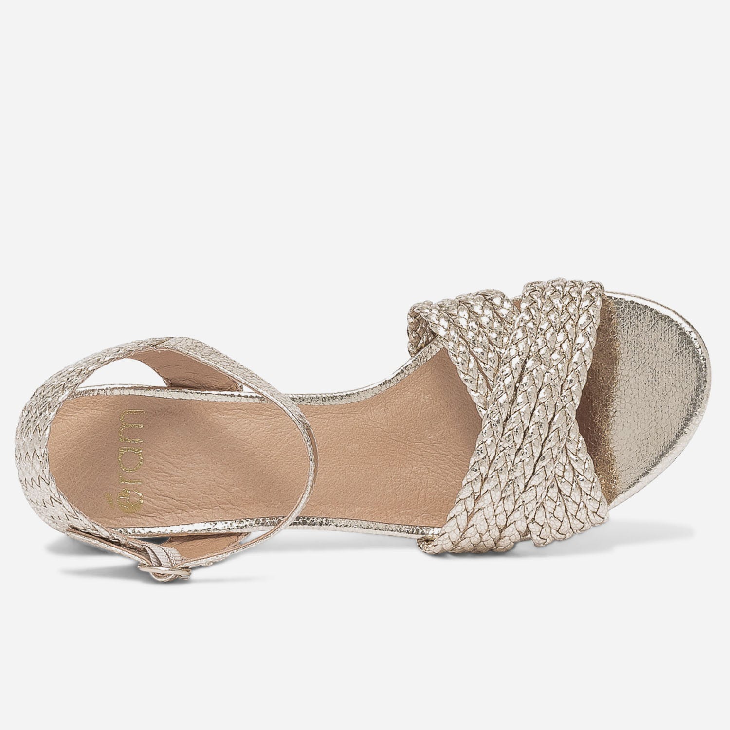 Sandale dorée éco-conçue à brides tressées