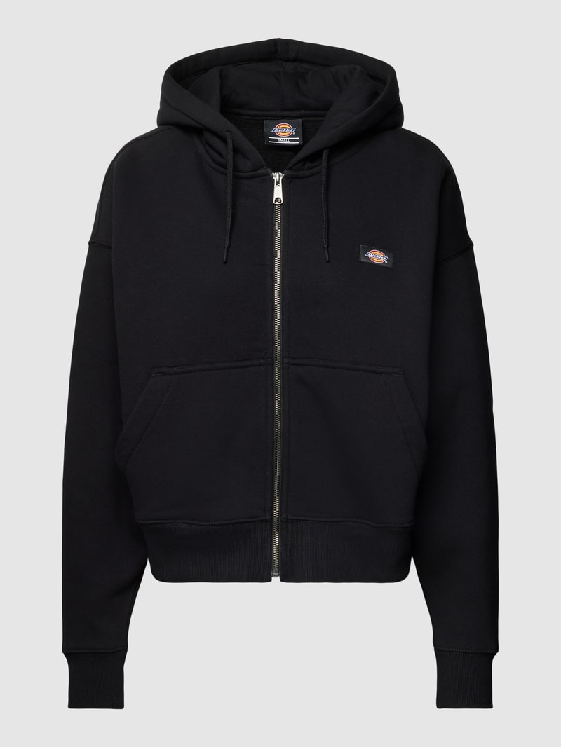 Sweatjacke in unifarbenem Design Modell 'OAKPORT' in schwarz