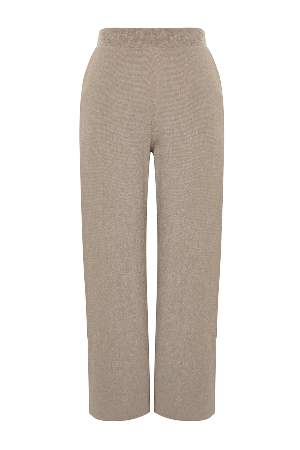 Trendyol Curve  Braune, weit geschnittene Strickhose TBSSS24AR00006