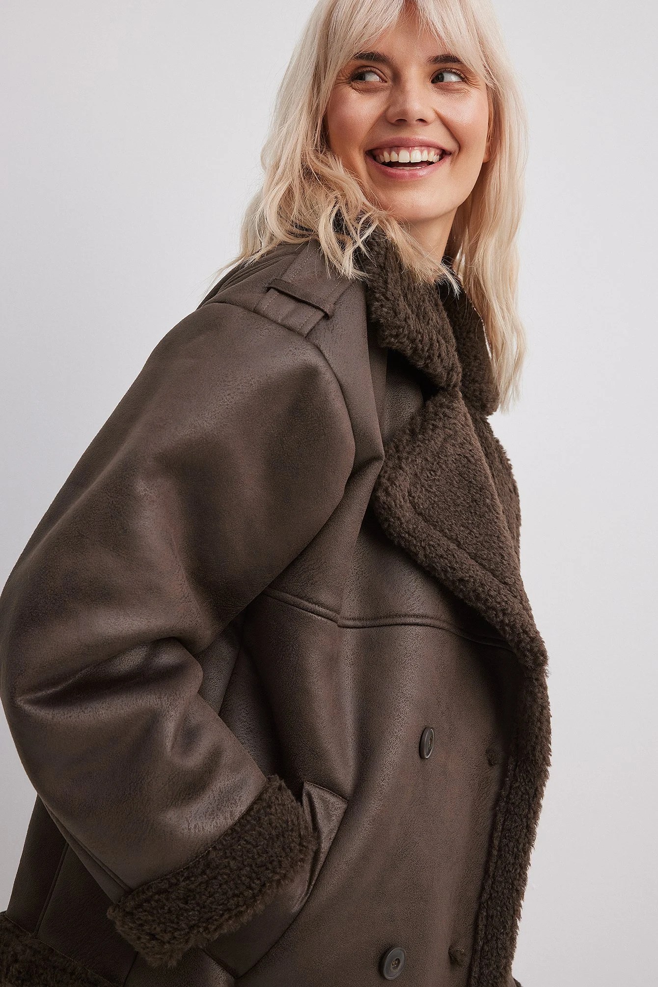 Oversize Bonded Teddy-Detail-Jacke