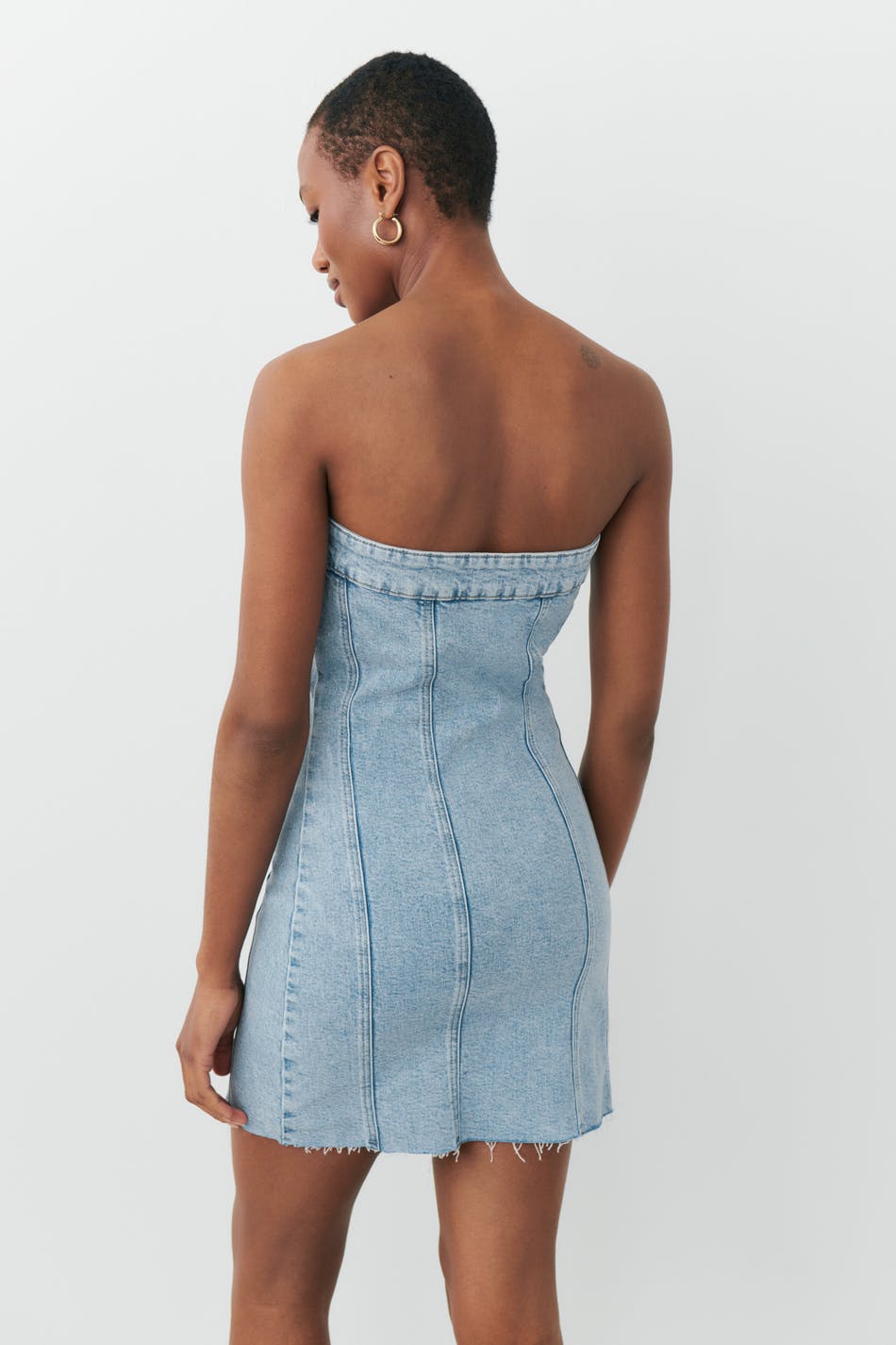 Denim button corset dress