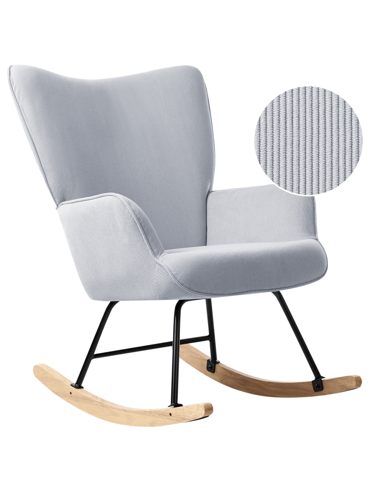 Beliani Schaukelsessel ARSET in Blau/Schwarz/Heller Holzfarbton günstig kaufen onesize