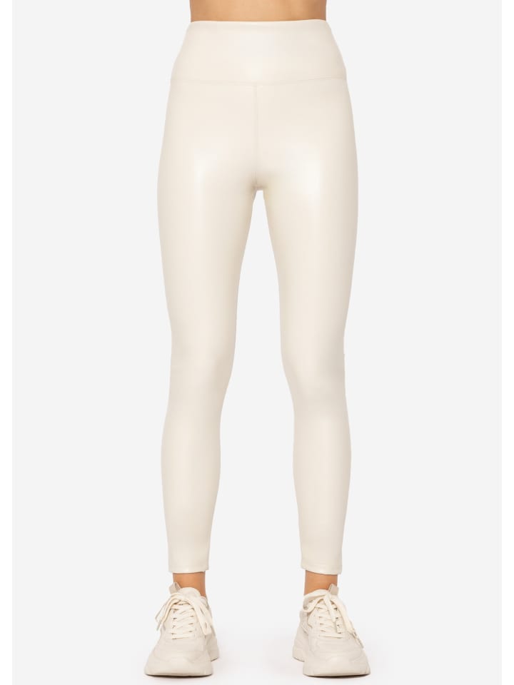 SASSYCLASSY Thermo Leggings in Lederoptik in Hellbeige günstig kaufen