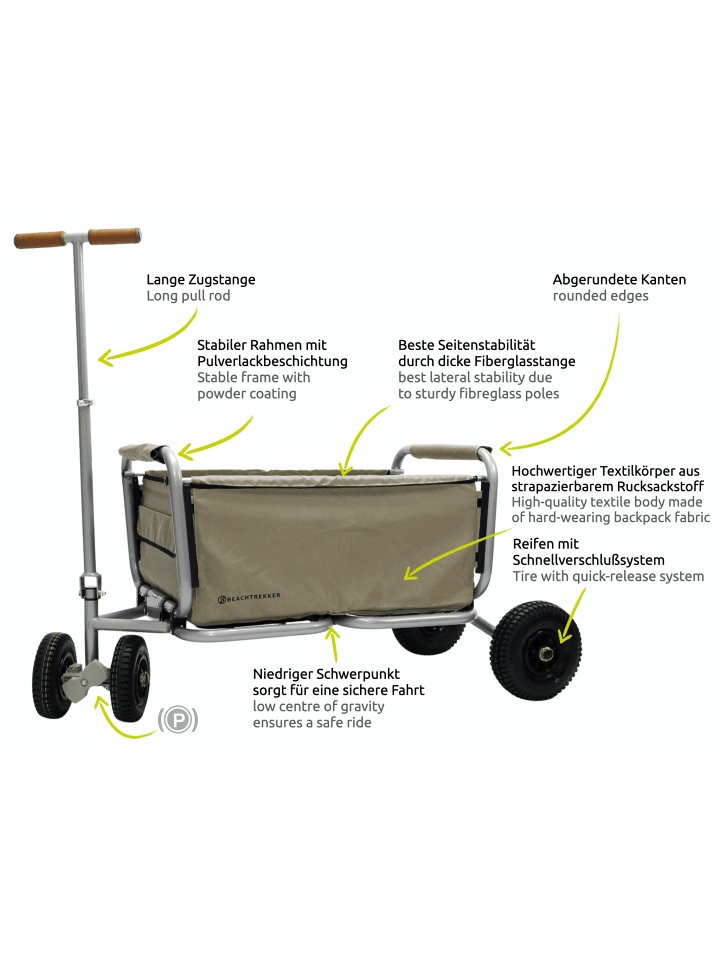 Beachtrekker Beachtrekker LiFe faltbarer Bollerwagen   Bremse, klappbarer Handwagen (Beige) günstig kaufen onesize