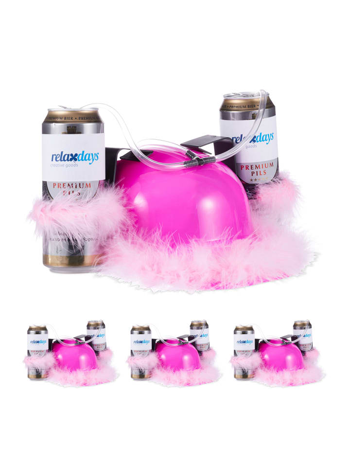 relaxdays 4x Bierhelm in Pink günstig kaufen onesize