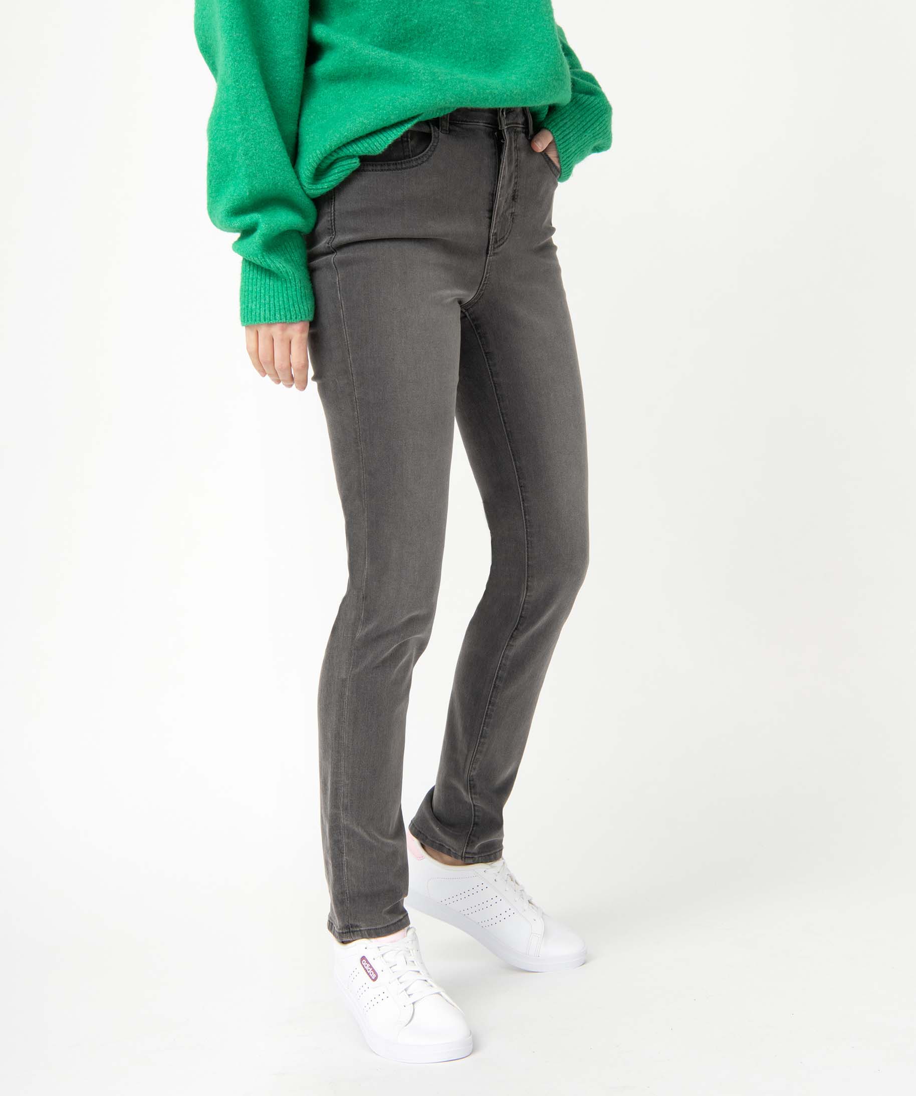 Jean femme coupe Slim taille haute grey | GEMO