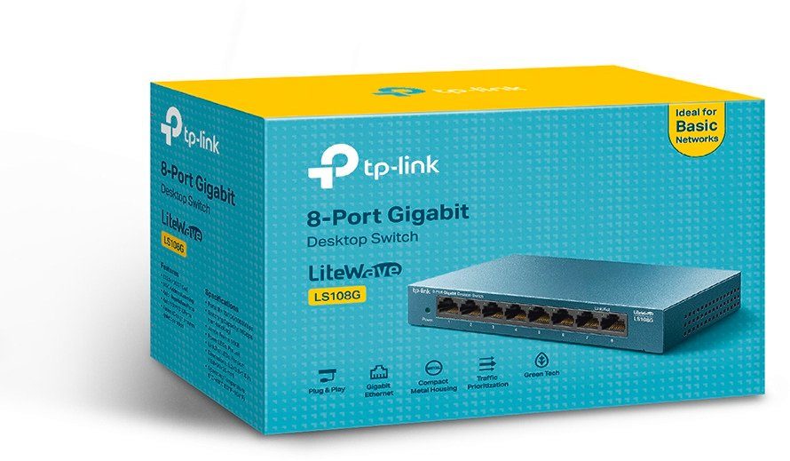 TP-Link LS108G LiteWave 8-Port Gigabit Desktop Switch Netzwerk-Switch