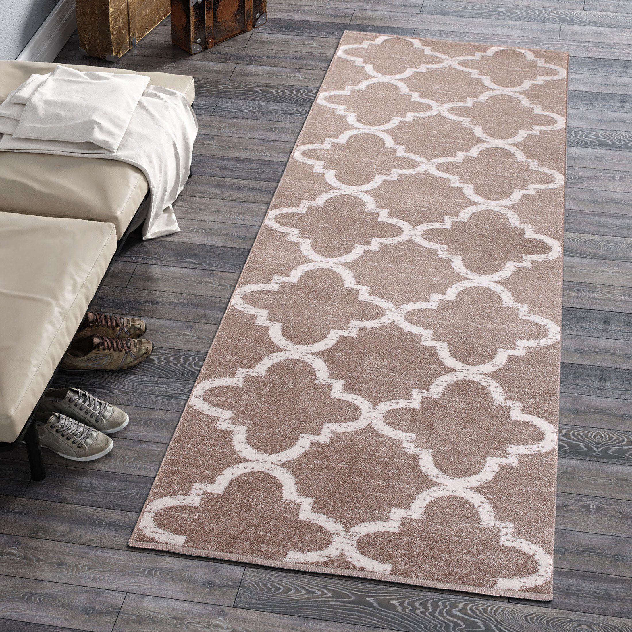 Läufer Läufer Flurläufer Modern für Vorzimmer, Küche - Beige, Mazovia, 100 x 100 cm, Kurzflor, Meterware, Höhe 10 mm, Kurzflor - niedrige Florhöhe