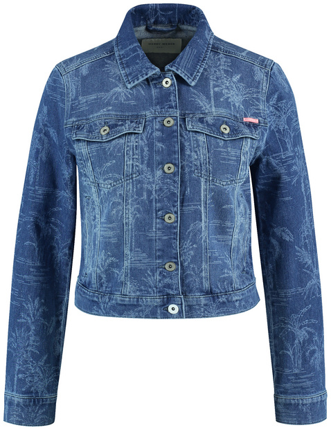 Jeansjacke mit dezentem Palmendessin
