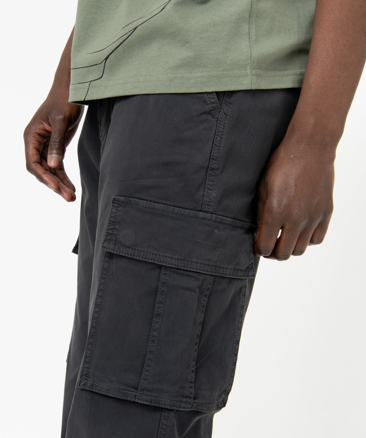 Pantalon cargo en coton stretch homme gris fonce | GEMO