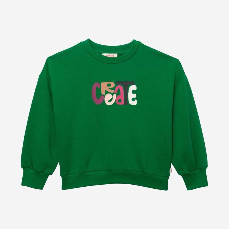Sweat fille message vert en coton recyclé Catimini