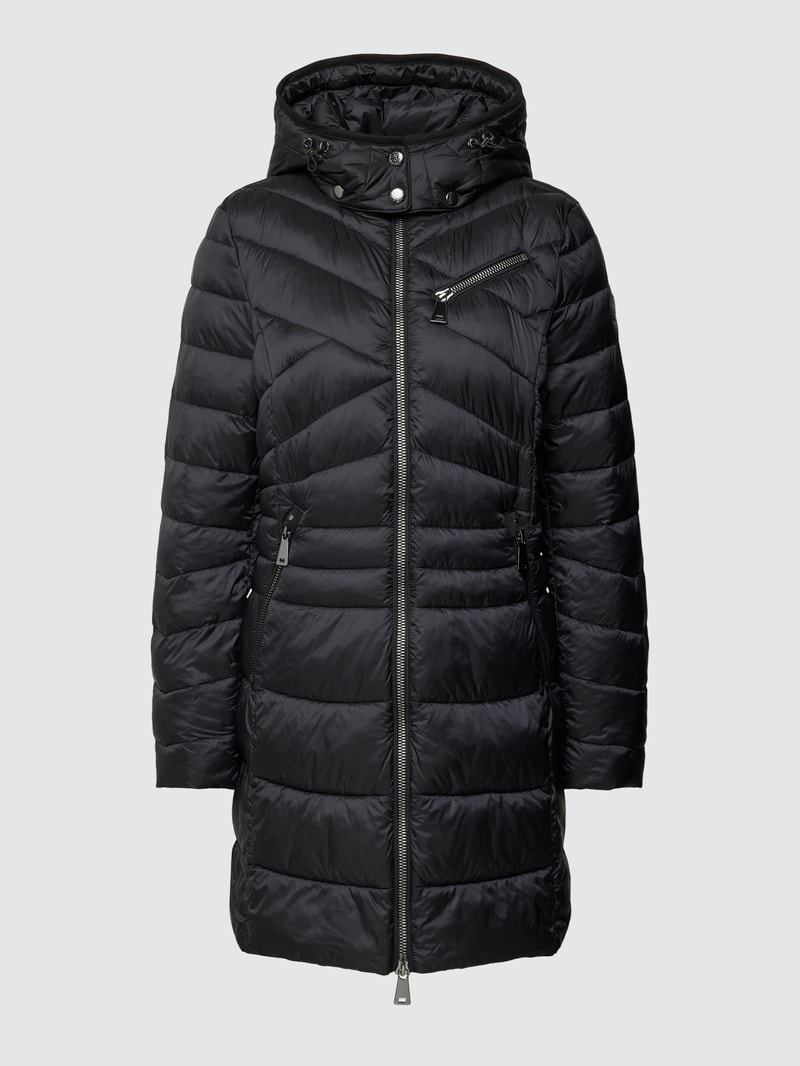 Steppmantel mit Kapuze in schwarz