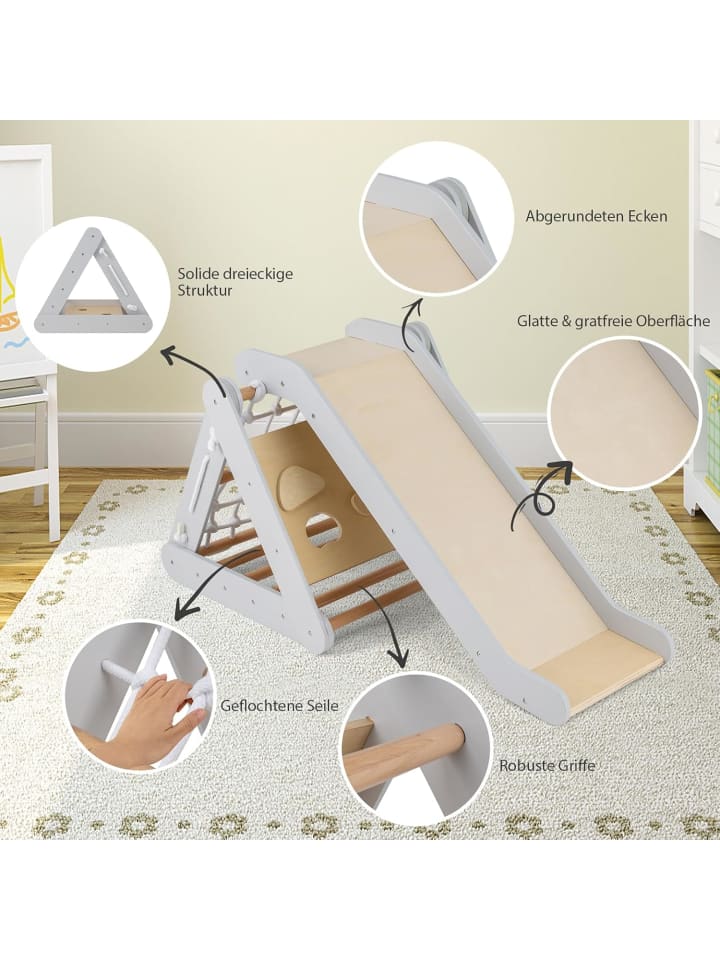 COSTWAY Klettergerüst mit Rampe in Grau günstig kaufen onesize