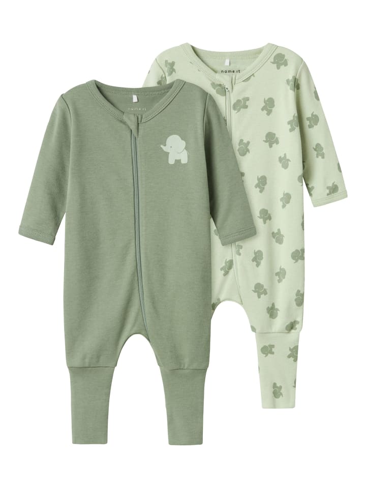 name it 2er Pack Schlafstrampler NBMNIGHTSUIT ZIP ELEPHANT in sea foam günstig kaufen