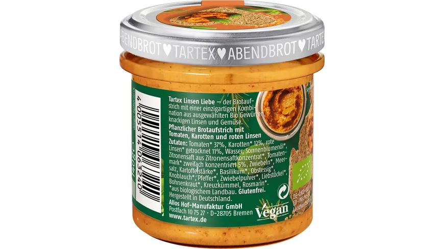 Tartex Bio Linsen Liebe Rote Linse italienische Kräuter 140 g