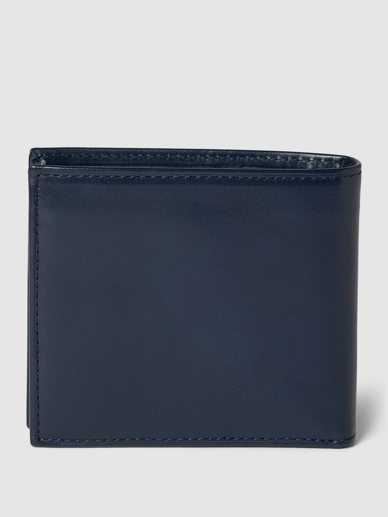 Portemonnaie aus Rindsleder mit Motiv-Stitching in marineblau