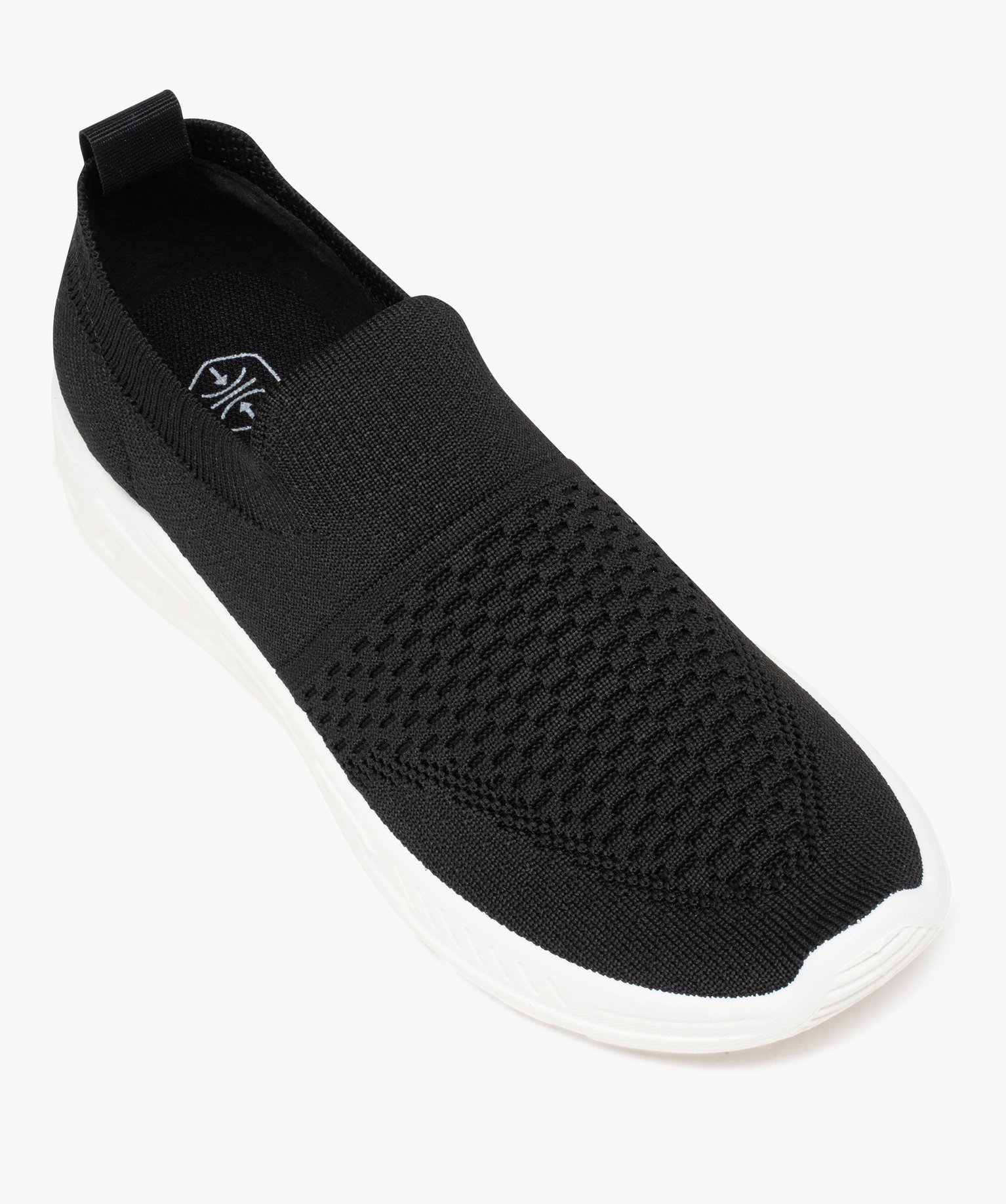 Baskets femme extra souples en maille unie noir | GEMO