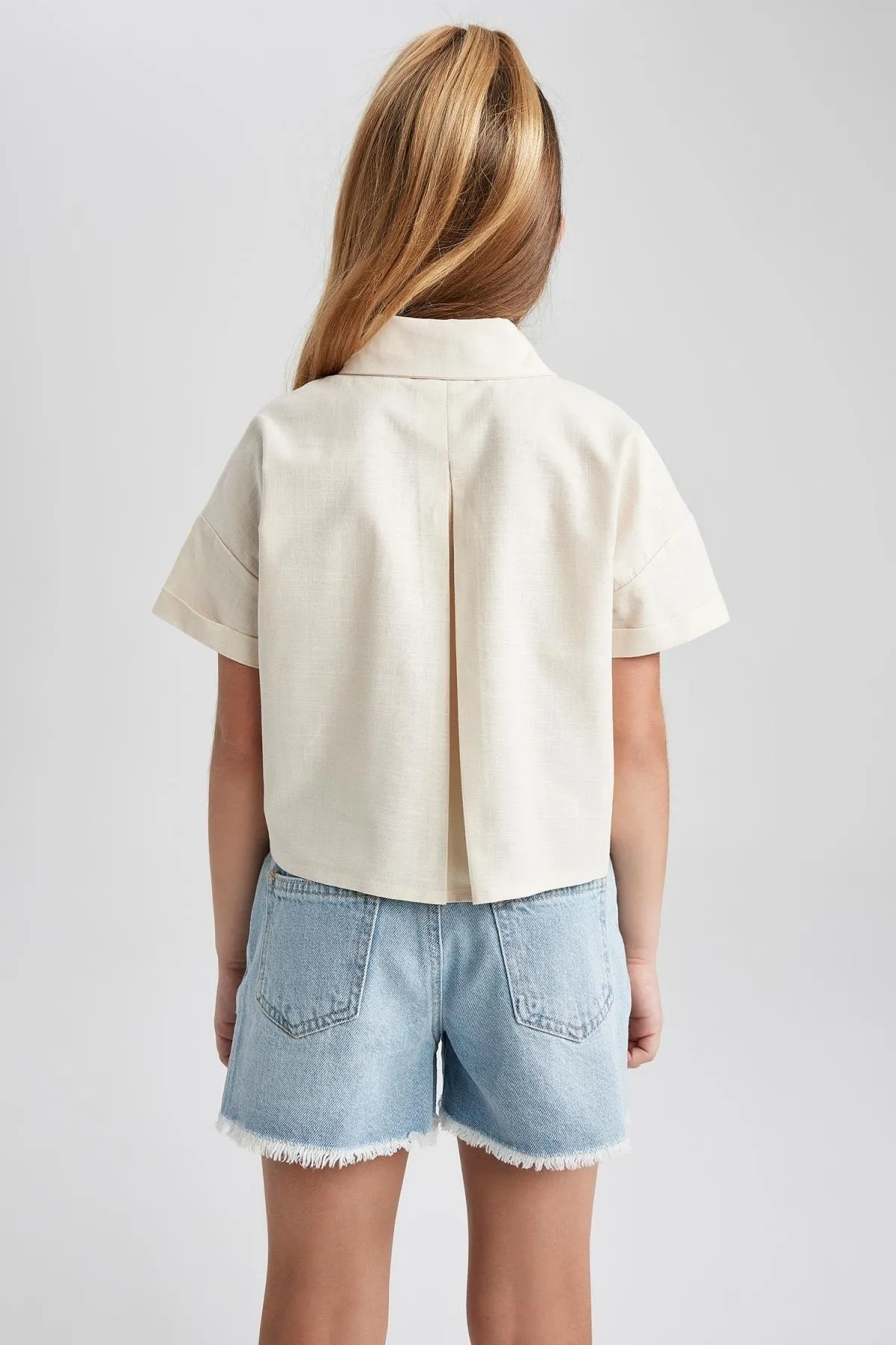 DeFacto  Mädchen-Kurzarmshirt aus Leinen Z4914a623hs